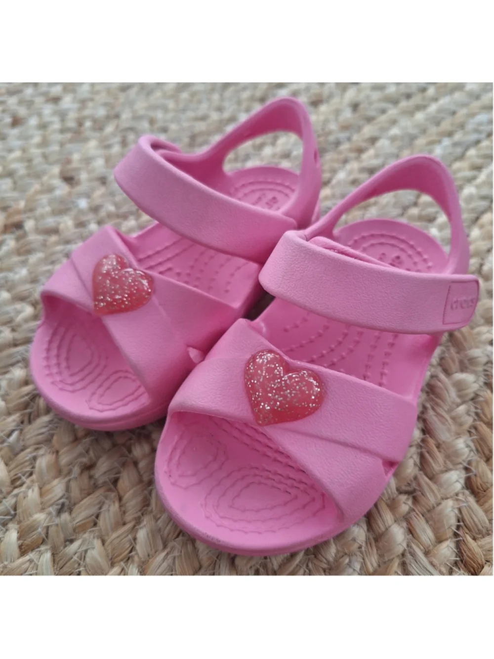 Crocs Pink Glitter Heart Toddler Girls Sandals Size 6 C